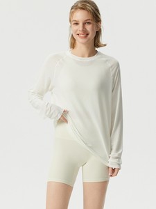 Haut de yoga pour femme respirant à séchage rapide, manches longues, extensible, col rond, vêtement de sport - Product Image 6