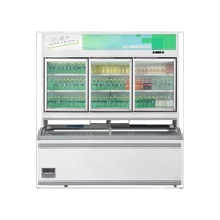 Vitrine réfrigérée combinée pour supermarché commercial, refroidissement par air, congélateur, refroidisseur avec 3 portes, dégivrage automatique, vitre