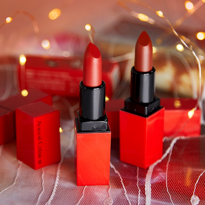 bright red lipstick