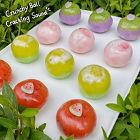 Balle sensorielle anti-stress en silicone de qualité alimentaire, motif cerise, sonore et croquante