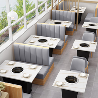 Ensemble de mobilier de restaurant moderne : table et chaises pour restaurant de fondue, restaurant de barbecue, et ensemble de banquettes, canapés, tables et chaises pour restaurant.
