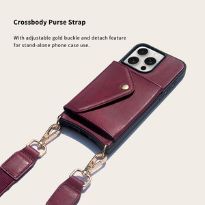 Lanière de téléphone de <span class=keywords><strong>luxe</strong></span> nouveau 2025 étui de téléphone à bandoulière en cuir Mobile portefeuille <span class=keywords><strong>porte</strong></span>-carte pour iPhone 14 Pro Max étui portefeuille à bandoulière - Product Image 4