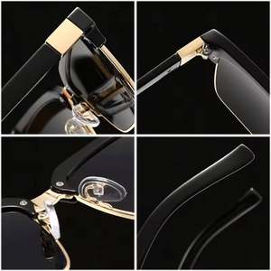 Lunettes de soleil rétro 2025 personnalisables avec logo, pour hommes et femmes, avec rivets, verres dégradés transparents, protection UV400, monture carrée demi-cerclée, pour la conduite - Product Image 6