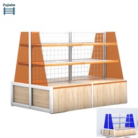Étagères de présentation promotionnelles robustes en bois/métal à trois niveaux pour supermarchés et magasins de proximité, présentoirs de boutique empilables
