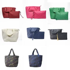 Nylon Puffer Einkaufstasche Gitter Wasserdicht Lässig Handtasche mit großer Kapazität Nylon Umhängetasche für Frauen