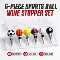 Ensemble de bouchons à vin SHUNSTONE pour entreprise, 6 pièces, bouchons à vin personnalisés sportifs dans une boîte de présentation transparente, cadeau pour entreprise