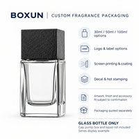Flacons de parfum en verre transparent rectangulaires plats de 30 ml, 50 ml, 100 ml avec vaporisateur pour emballage de parfum personnalisé, flacon vide uniquement