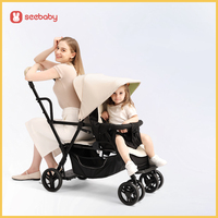 Poussette double OEM Passeggino T12 avec panier de rangement extra-large et sièges inclinables réglables, certifiée CE/EN1888 pour bébés