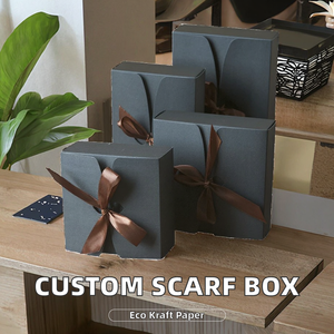 Wholesale Custom Kraft Small Scarf Packaging Box Embossing Black Matte Finish Ribbon Accessories for <b>Candle</b> Wallet <b>Gifts</b> - Product Image 2