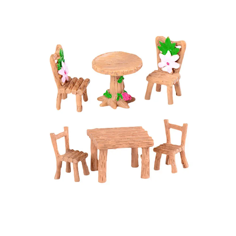 Türük insheen zanaat pastoral tarzı minyatür sahne 3d yapay masa sandalye tasarımı reçine charm diy aksesuar süs