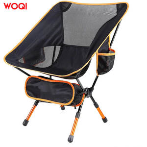Chaise de camping pliable Woqi, structure en aluminium, tissu Oxford, légère, portable, pour extérieur et jardin, noire - Product Image 1