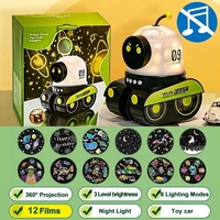 Projecteur Ciel Étoilé Robot Veilleuse avec Musique USB Rechargeable Lampe LED Rotative Étoiles Colorées Cadeau Bébé