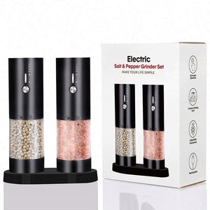 Hot New Design Timed and Quantitative 118ML Electric Automatic USB Rechargeable Salt and <b>Pepper</b> <b>Grinder</b> Set with Base,LED - Product Image 1