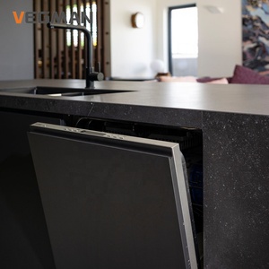 خزائن مطبخ فاخرة سوداء غير لامع باب رفع ذكي كامل خزائن مخصصة للمنزل مع جزيرة مطبخ - Product Image 4