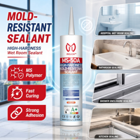 MS-50A Sealant Sanitasi Kamar Mandi Berbahan Polimer MS Permukaan Halus Modulus Tinggi untuk Area Basah