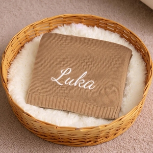 Manta Personalizada con Nombre Bordado, Manta de Punto de Algodón Suave Personalizada para Recién Nacidos, <span class=keywords><strong>Regalo</strong></span> para Baby Shower, <span class=keywords><strong>Regalo</strong></span> de Recuerdo - Product Image 5