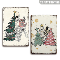Letrero Metálico de Árbol de Navidad, Decoración de Pared con Diseño de Árbol de Navidad Aterrador y Festivo para Casa de Campo, Bar o Adorno
