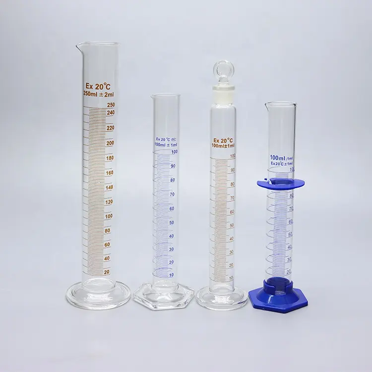 5ml~2000ml Lab Glassware Boro3.3 Glass Thick-walled Measuring Graduated Cylinder With Spout And Graduation
