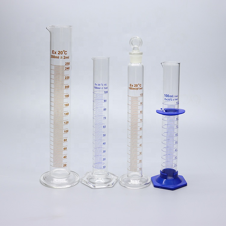 5ml~2000ml Lab Glassware Boro3.3 Glass Thick-walled Measuring Graduated Cylinder With Spout And Graduation