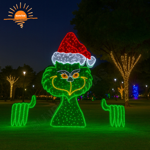 Custom Wholesale Grinch <strong>Christmas</strong> Lights Motif <strong>Outdoor</strong> LED Lighted Yard <strong>Decoration</strong> Animated Large Grinch Face <strong>Decorations</strong> Lights - Product Image 1