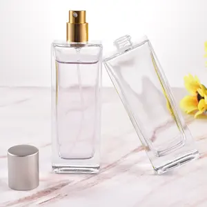 Wholesale 50ml Square Portable Perfume Bottle Transplate Glass 1.7 oz with Spray Pump