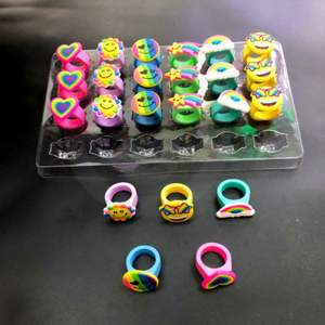 Wholesale Custom 1 Inch 32mm Rainbow PVC TPR Plastic <b>Ring</b> Small <b>Cartoon</b> Kids' Finger Toy Classic Toy - Product Image 1