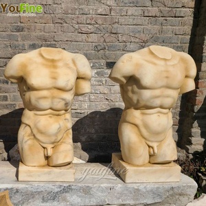 YOUFINE Design classico intagliato a mano in marmo maschile Torso scultura romana antico nudo greco busto statua di pietra per la decorazione - Product Image 4