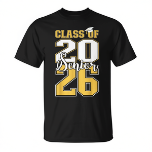 T-shirt de remise de diplôme pour la promotion 2026, design or et blanc, taille adulte unisexe - Product Image 2