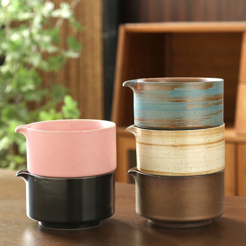 Japanese Style Vintage Pottery Chawan with Spout Matcha Whisk