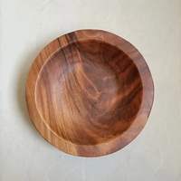 Groothandel duurzame premium natuurlijke massief houten verdikte ronde serveerschaalset voor fruitsalade, snacks, thuis en hotel