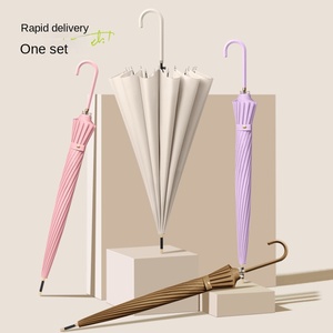 Japanese Style 16 Bone Semi Automatic Long Handle Umbrella Small Fresh Wind Resistance Custom Logo Advertising Wholesale