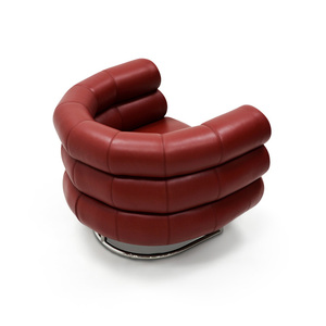 Modern Luxury Leather Cushion Sofa Stainless Steel Base <b>with</b> Curved <b>Arm</b> Living Room Lounge <b>Chair</b> for Hotel Furniture Home Use - Product Image 5