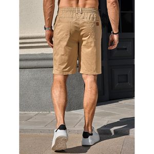 2025 pantalones cortos informales de estilo callejero para hombre, verano, playa, sarga elástica, Chino, algodón, cordón, talla XXS, Logo, poliéster - Product Image 1