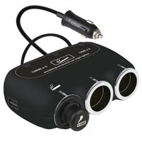 Adaptateur allume-cigare intelligent OEM 3 prises et 2 ports USB avec fonction de déclenchement de l'allume-cigare, trois interrupteurs, certifié CE FCC