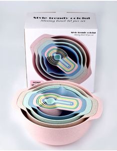 Juego de 10 Tazas Medidoras de Paja de Trigo Ajustables y Coloridas para Cocina, Utensilio de Cocina - Product Image 5