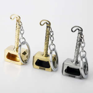 Venta al por mayor creativo aleación 3D martillo abrebotellas llaveros al por mayor personalizado aleación de zinc abrebotellas llaveros - Product Image 3