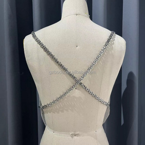 Top de malla de cristal brillante para mujer, malla de cadena tejida de Metal con diamantes de imitación, <span class=keywords><strong>camiseta</strong></span> sin mangas con cuello de lazo, estilo de fiesta dulce para clubes - Product Image 5