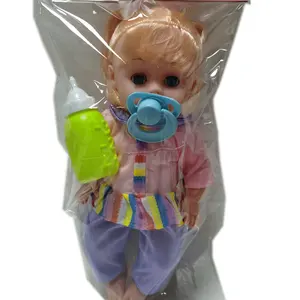 Boneka Bayi 14 Inci dengan Botol untuk Anak Perempuan Mainan Rumah Bermain DIY Hadiah Kombinasi Simulasi Vinil dengan 12 Suara IC