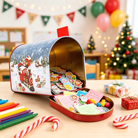 Boîte en fer blanc pour Noël, motif Père Noël, pour bonbons et biscuits, recyclable, imprimée, emballage cadeau de Noël, décoration intérieure