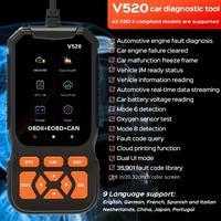 Escáner de Diagnóstico Automotriz OBD2 Modelo V520 2026, Lector de Códigos OBDII de 12V con Funciones Completas, Herramienta de Escaneo OBD para Eliminar Fallas en Vehículos