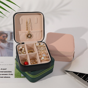 Boîte de rangement pour bijoux EVERWIN personnalisable, mini, portable, en cuir PU, forme carrée, doublure en velours, étui de voyage coloré - Product Image 2