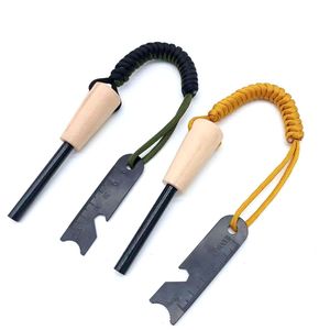 Fire Starter Magnesium Rod Wooden Handle Paracord Braided Waterproof Outdoor Survival Tool 37.5Cm Length - Product Image 4