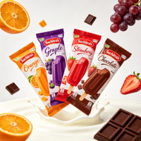 Sachet d'emballage personnalisable pour crème glacée et bâtonnets glacés de qualité alimentaire avec scellages central et arrière, en aluminium perlé anti-gel à motif dentelé