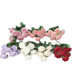 Bouquet de roses artificielles Queyiyi, 9 têtes, 44 cm, fleurs en soie, accessoires de décoration pour mariage et maison - Product Image 5