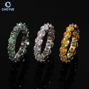Anillos de Eternidad con Moissanita VVS, Plata 925 con Baño de Rodio, Corte Brillante Redondo, Engaste Pavé, Joyería de Lujo para Mujer - Product Image 1