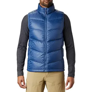 Men's Cotton-poly Blend Technical Fabric Green Sleeveless Jacket With Adjustable Hood Snap Button Closure Vest