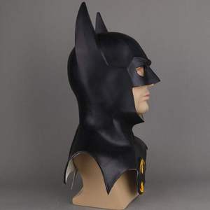 Casque de cosplay de super-héros, le Chevalier Noir, masque en latex pour la tête, pour Halloween et les fêtes de carnaval, couvre-chef noir - Product Image 4