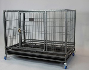 Gaiola para Cães XXL de Metal para Exterior com Bandeja Plástica Transporte para Cães Grandes Gaiola de Aço Resistente com Rodas - Product Image 5