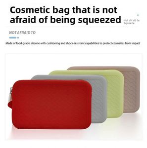 Custom Logo Solid Color Square Large Water Resistant Zipper Closure <b>Travel</b> <b>Organizer</b> Silicone Makeup Bag - Product Image 2