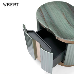 WBERT Italian Modern High-End Melamine Bedside Table Soft Bag Marble <b>Side</b> Cabinet Storage Minimalist Bedroom Home Furniture - Product Image 3